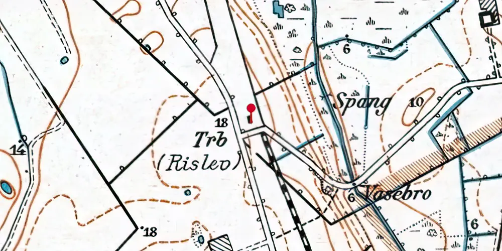 Historisk kort over Rislev Billetsalgssted
