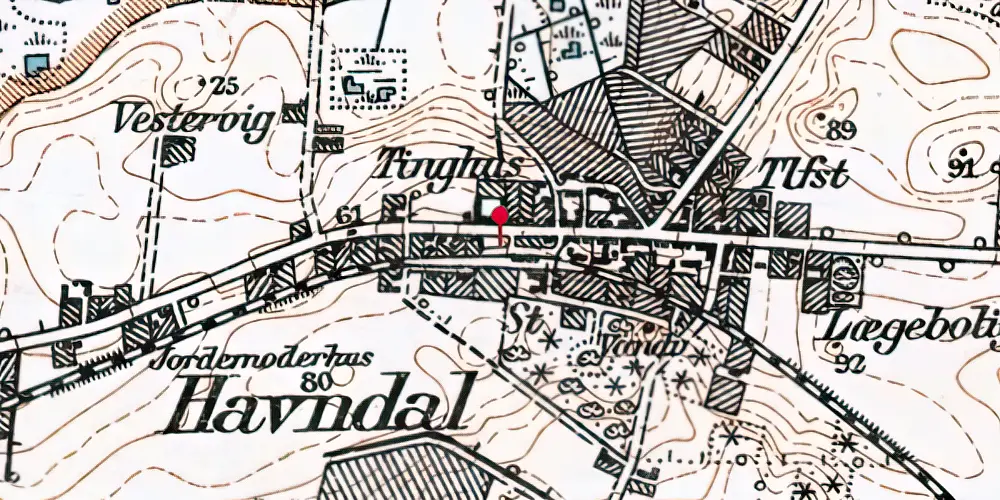 Historisk kort over Havndal Station