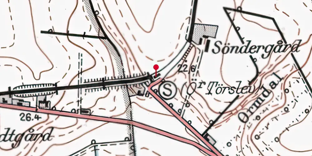 Historisk kort over Øster Tørslev Station Historisk kort over Øster Tørslev Station