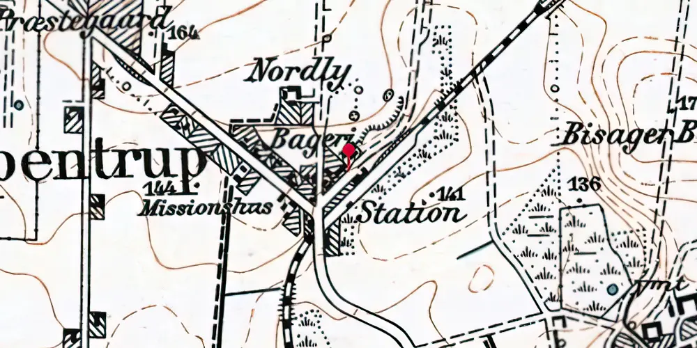 Historisk kort over Spentrup Station