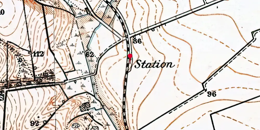 Historisk kort over Gimming Trinbræt med Sidespor Historisk kort over Gimming Trinbræt med Sidespor