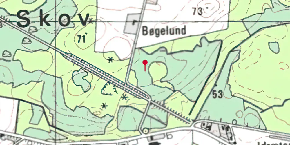 Historisk kort over Rask Skov Trinbræt