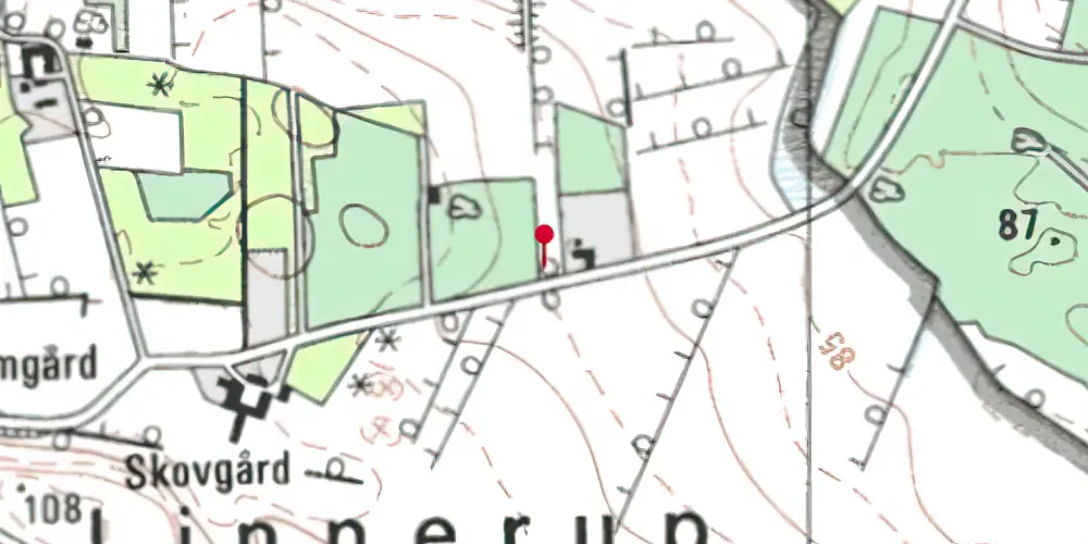 Historisk kort over Linnerup Trinbræt