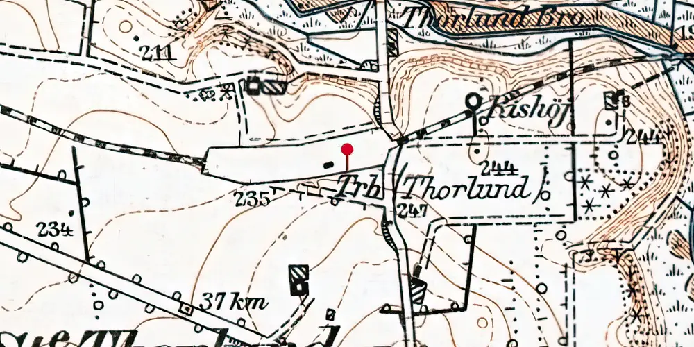 Historisk kort over Thorlund Holdeplads