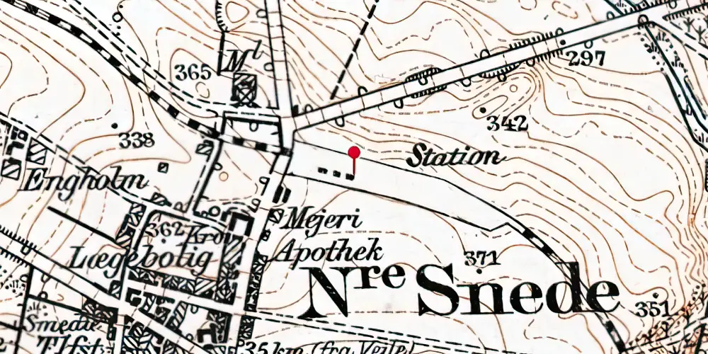 Historisk kort over Nørre Snede Station