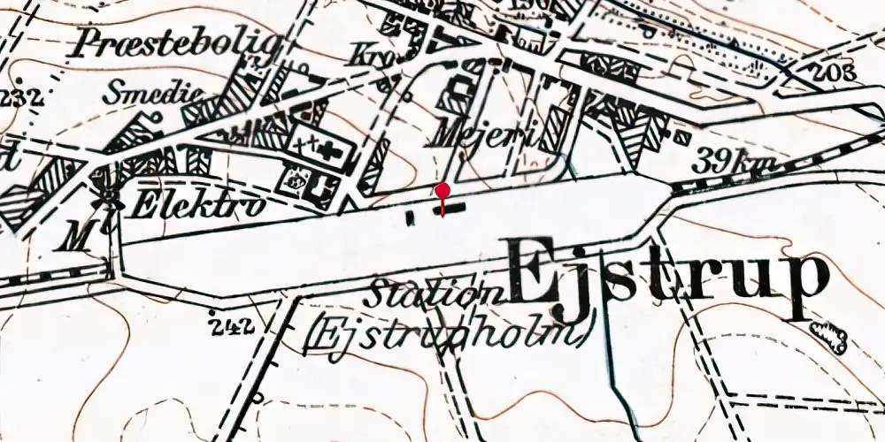 Historisk kort over Ejstrupholm Station