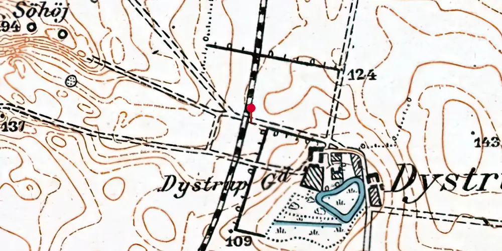 Historisk kort over Dystrup Trinbræt