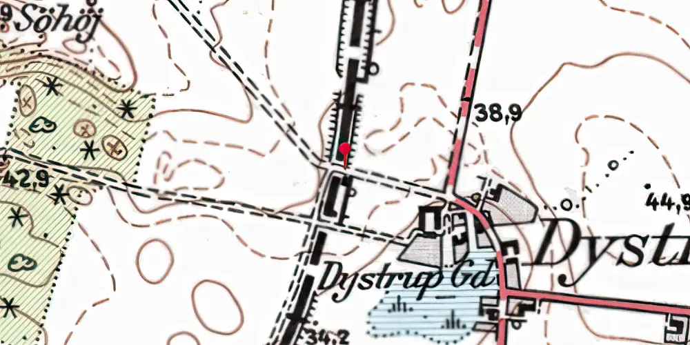 Historisk kort over Dystrup Trinbræt