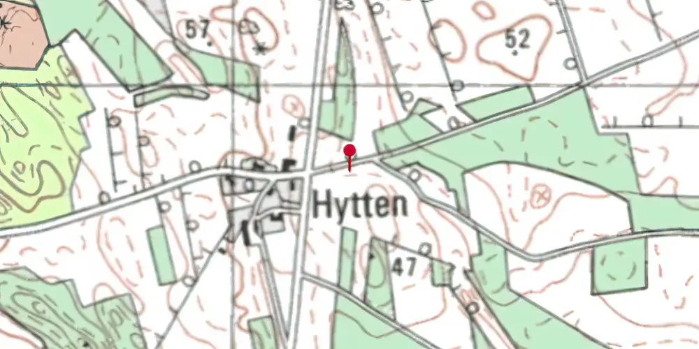 Historisk kort over Hytten Trinbræt Historisk kort over Hytten Trinbræt