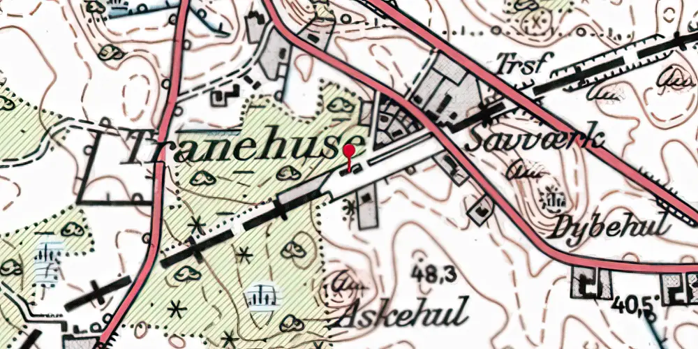 Historisk kort over Tranehuse Station