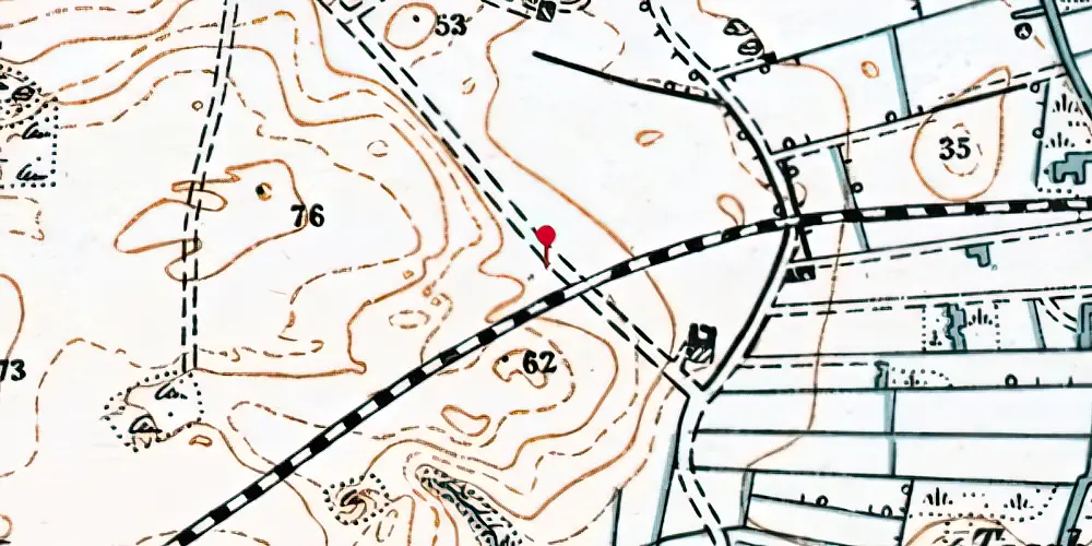 Historisk kort over Glesborg Kær Trinbræt med Sidespor