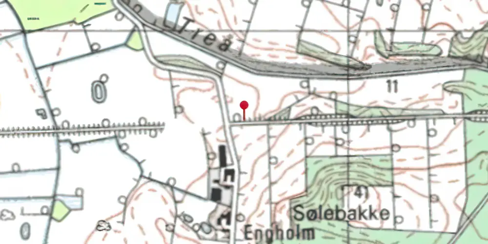 Historisk kort over Tustrup Trinbræt