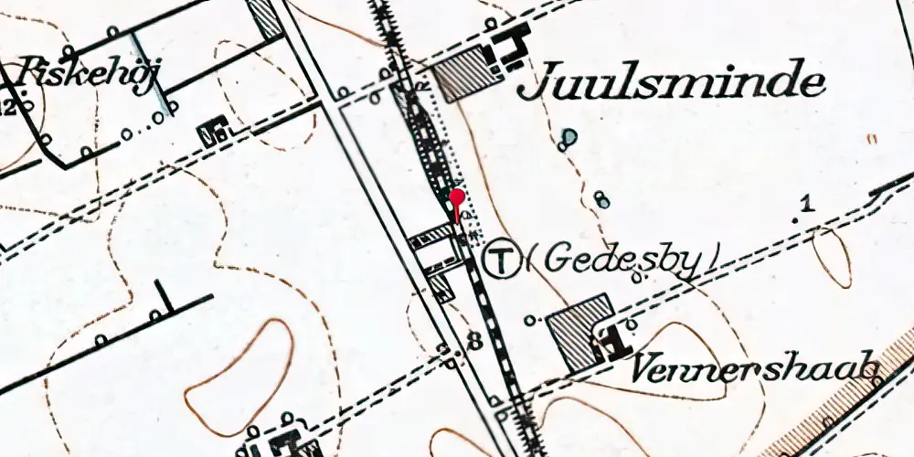 Historisk kort over Gedesby Trinbræt Historisk kort over Gedesby Trinbræt