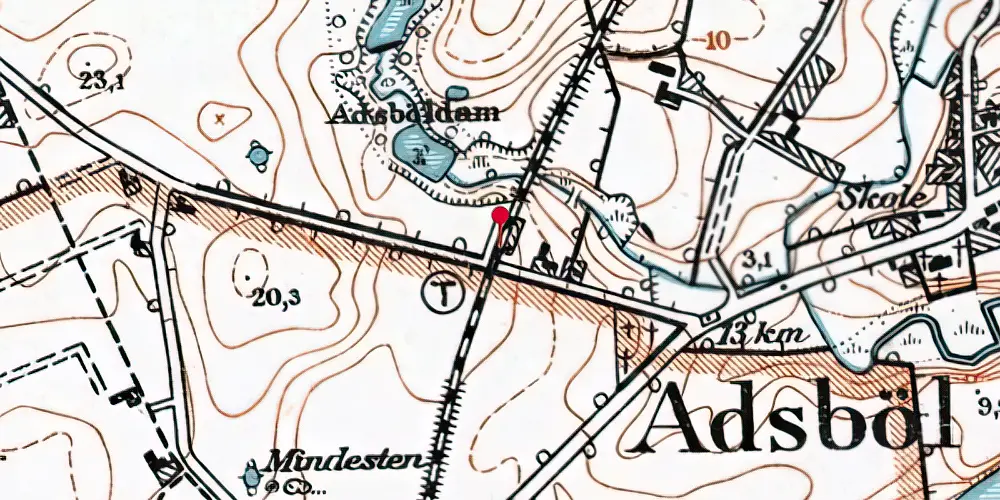 Historisk kort over Adsbøl Billetsalgssted