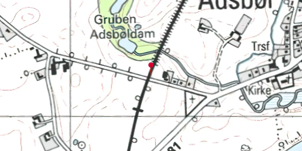 Historisk kort over Adsbøl Billetsalgssted