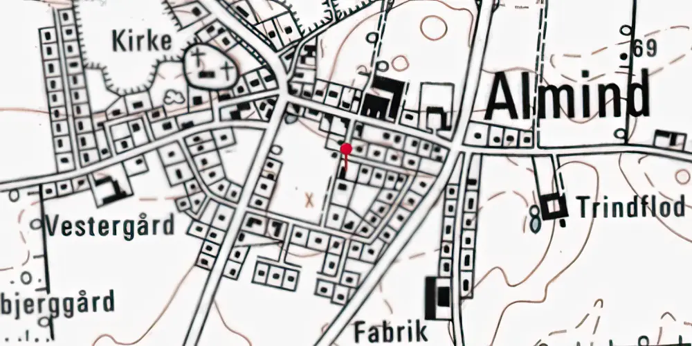 Historisk kort over Almind Station
