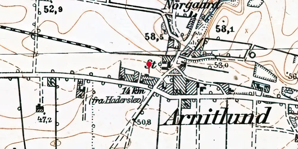 Historisk kort over Arnitlund Station