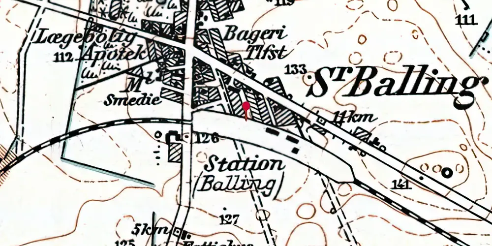 Historisk kort over Balling Station Historisk kort over Balling Station