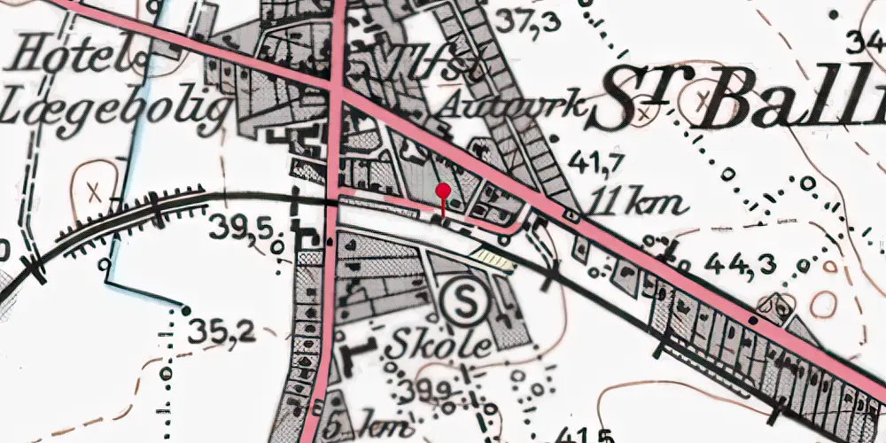 Historisk kort over Balling Station Historisk kort over Balling Station