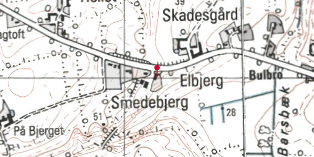 Historisk kort over Barsmark Stationskro