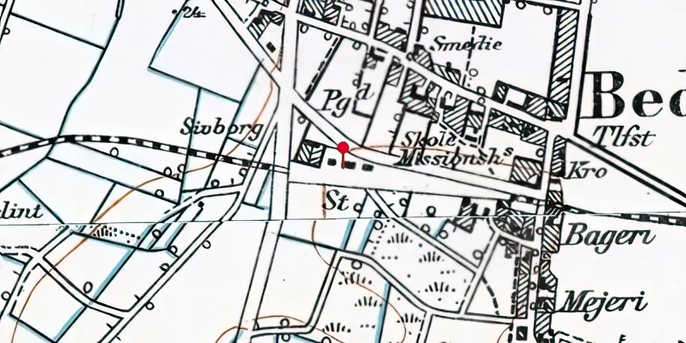 Historisk kort over Bedsted Løgum Station