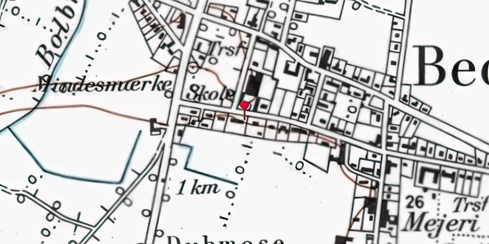 Historisk kort over Bedsted Løgum Station