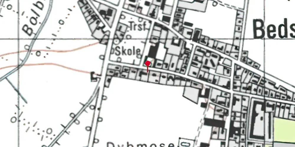 Historisk kort over Bedsted Løgum Station