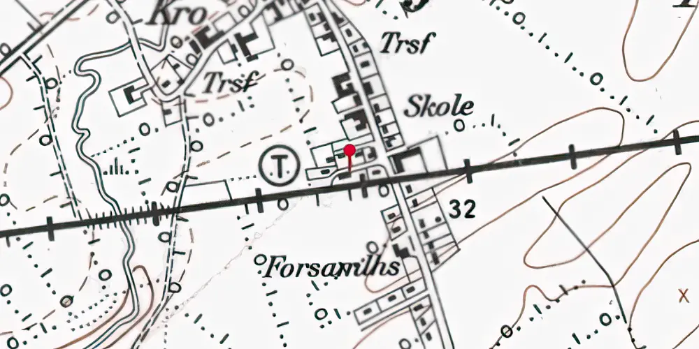 Historisk kort over Bjerndrup Holdeplads med sidespor