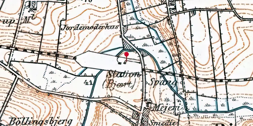 Historisk kort over Bjert Station