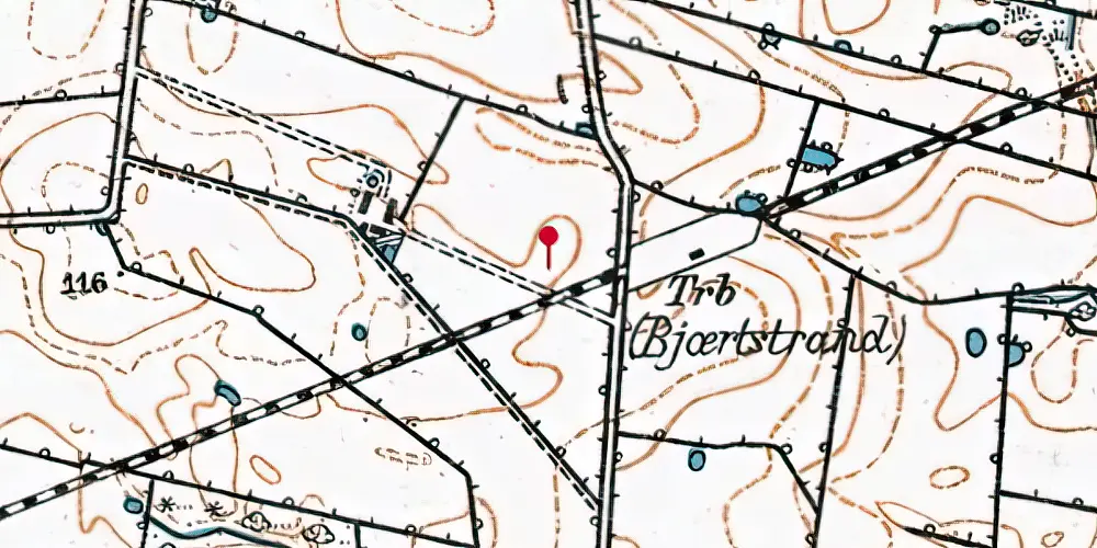 Historisk kort over Bjert Strand Trinbræt Historisk kort over Bjert Strand Trinbræt