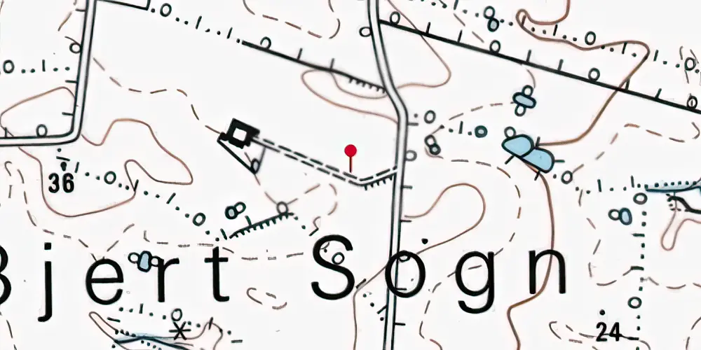 Historisk kort over Bjert Strand Trinbræt Historisk kort over Bjert Strand Trinbræt