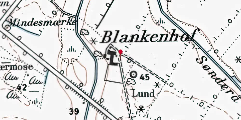 Historisk kort over Blankenhof Holdeplads med sidespor