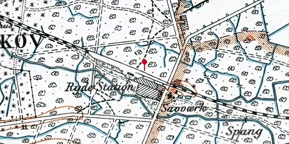 Historisk kort over Ryde Trinbræt Historisk kort over Ryde Trinbræt