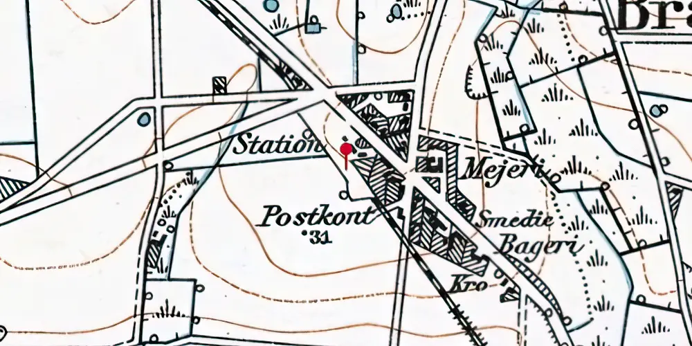 Historisk kort over Branderup Station