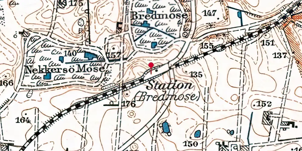 Historisk kort over Bredmose Trinbræt Historisk kort over Bredmose Trinbræt