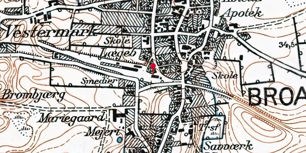 Historisk kort over Broager Station Historisk kort over Broager Station