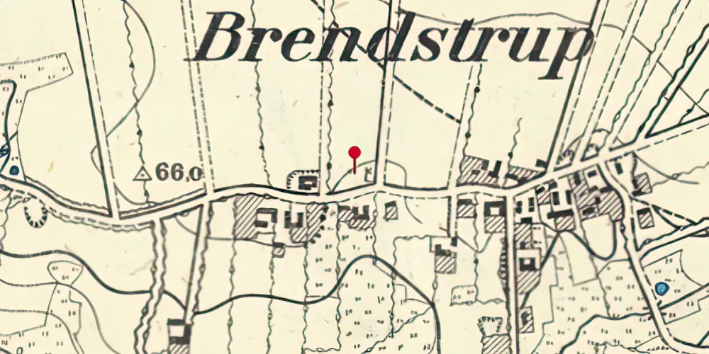 Historisk kort over Brændstrup Station