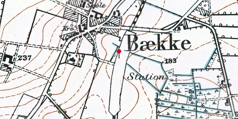 Historisk kort over Bække Station