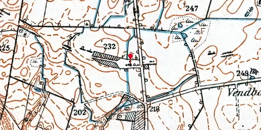 Historisk kort over Bølling Holdeplads