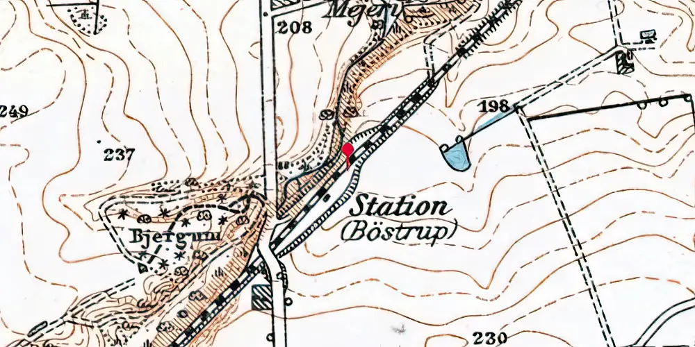 Historisk kort over Bøstrup Station Historisk kort over Bøstrup Station