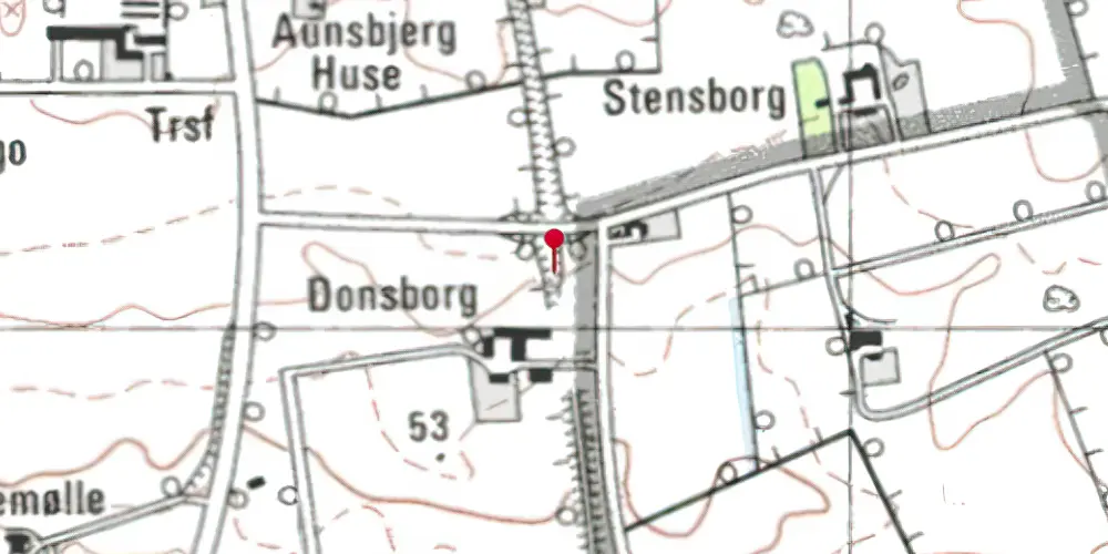 Historisk kort over Donsborg Trinbræt Historisk kort over Donsborg Trinbræt