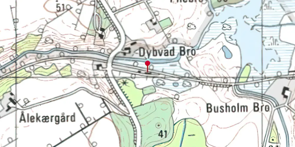 Historisk kort over Dybvadbro Station Historisk kort over Dybvadbro Station