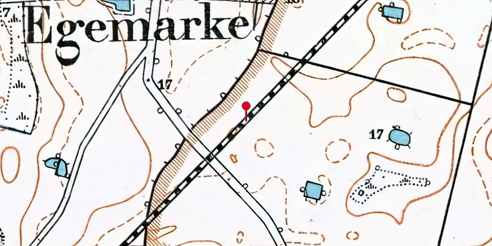 Historisk kort over Egemarke Trinbræt med Sidespor Historisk kort over Egemarke Trinbræt med Sidespor