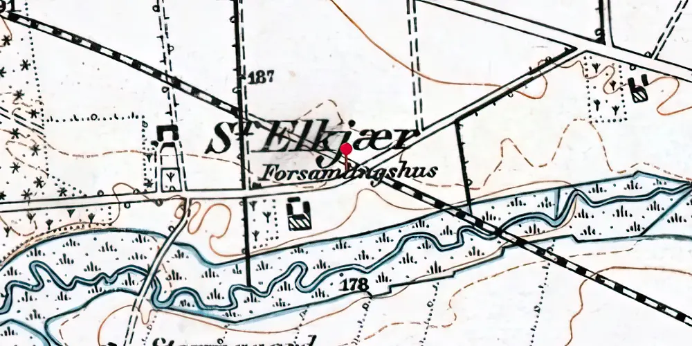Historisk kort over Elkjær Trinbræt