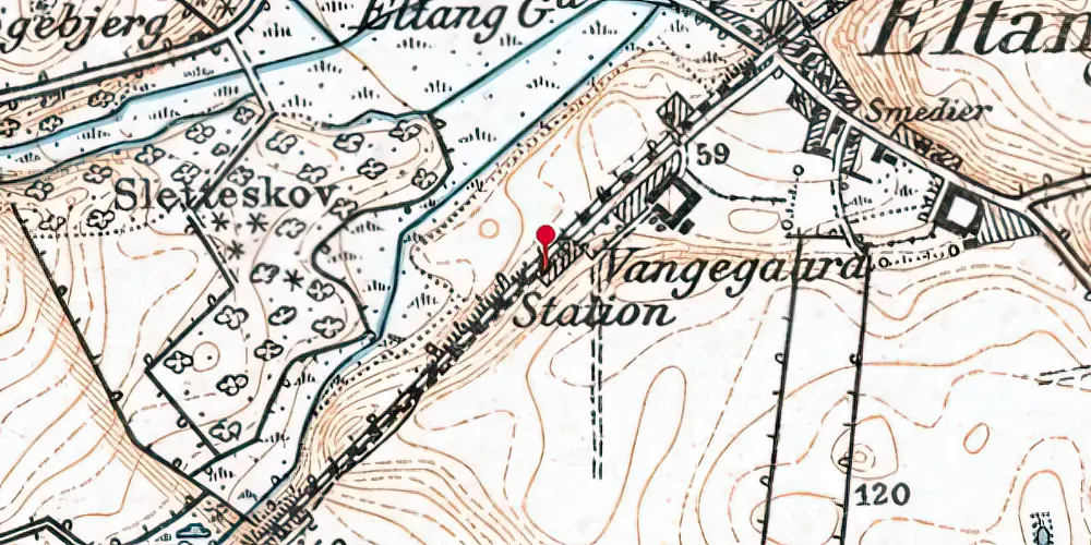 Historisk kort over Eltang Station