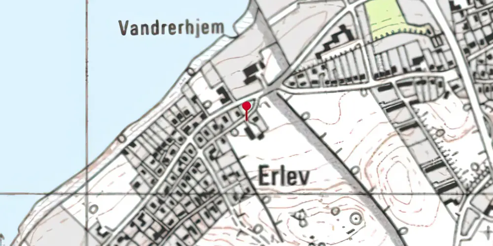 Historisk kort over Erlev Trinbræt med Sidespor Historisk kort over Erlev Trinbræt med Sidespor