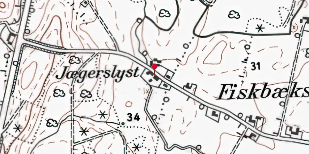 Historisk kort over Fiskbækskov Stationskro