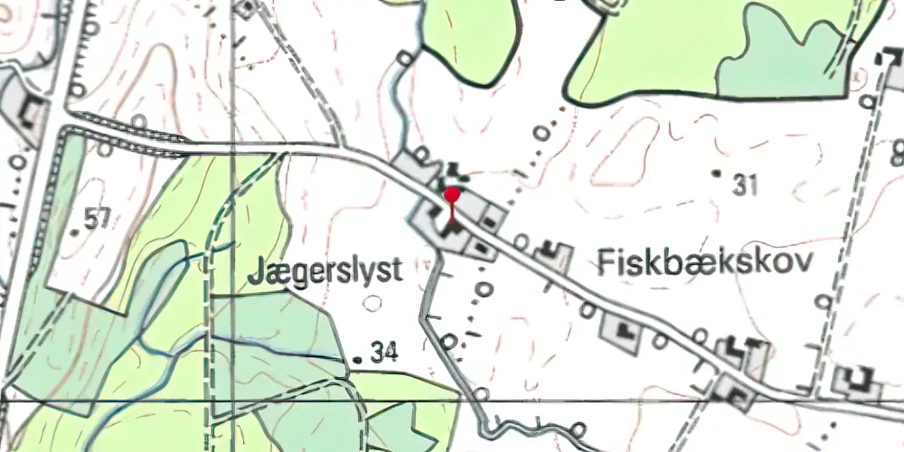 Historisk kort over Fiskbækskov Stationskro