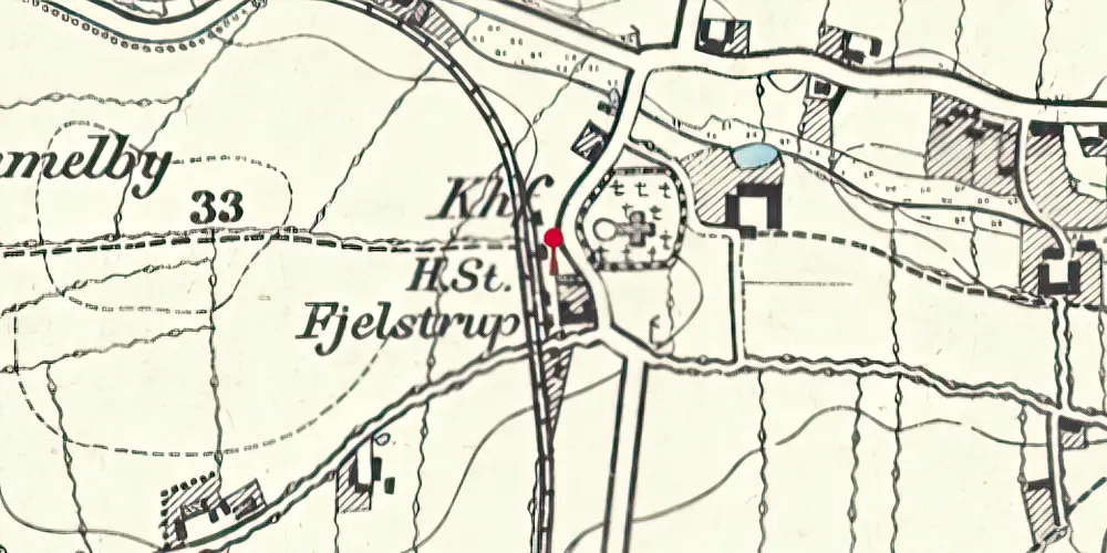 Historisk kort over Fjelstrup Station