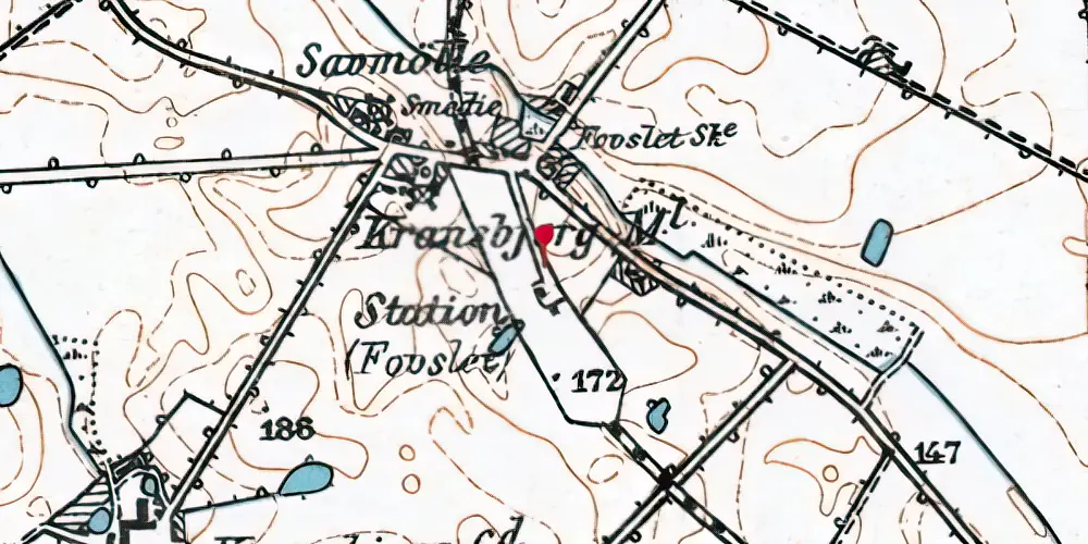 Historisk kort over Fovslet Station